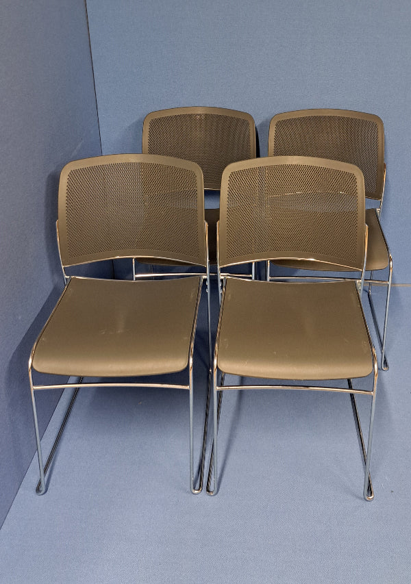 *SALE* Set of 4 Boss Design Starr meeting / visitors chair on chrome cantilever frame grey (used)