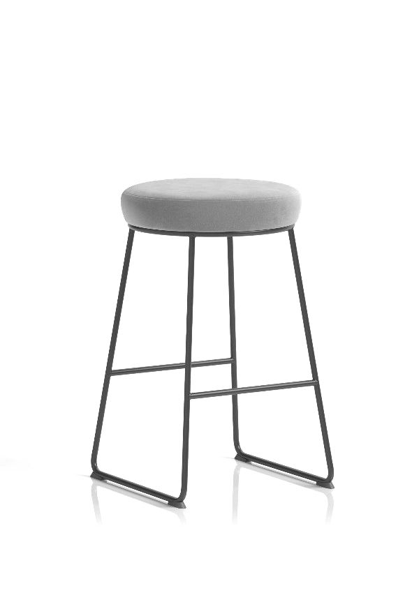 Turin Black Frame, Grey Fabric Seat Stool Chair