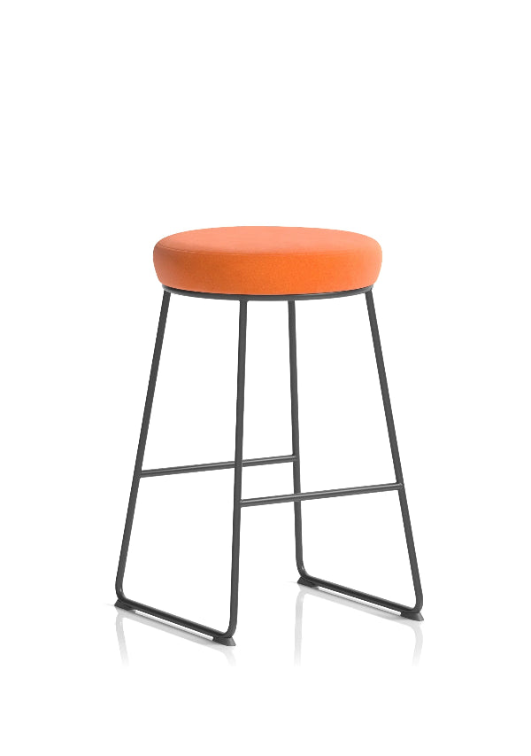 Turin Black Frame, Orange Fabric Seat Stool Chair