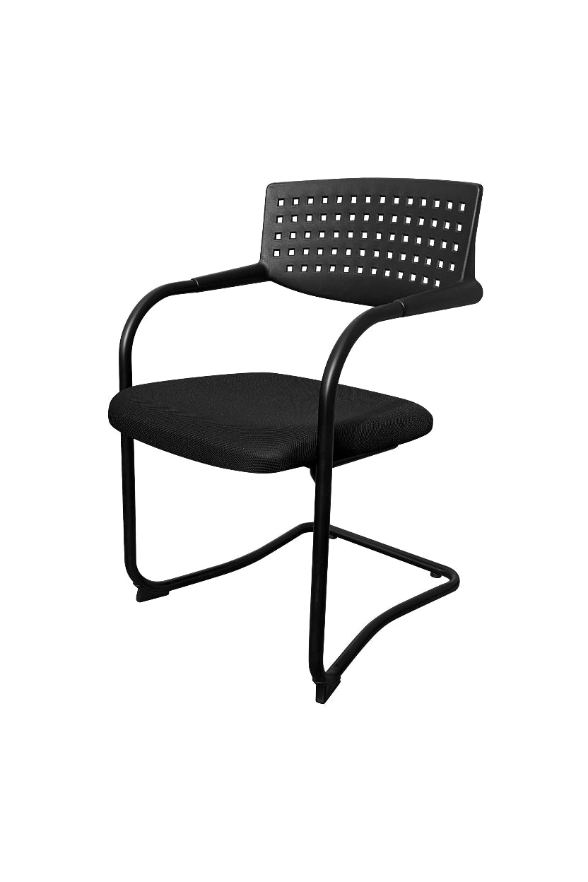 Black office chair with armrests on a white background