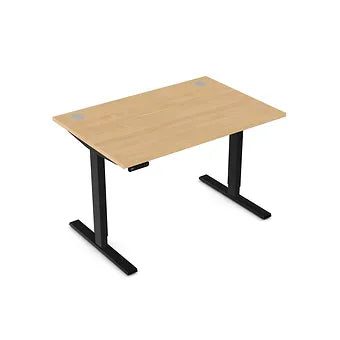 Zoom 1200x800mm Height Adjustable Electric Desk, Beech Top with Portal Finish & Black Metal Legs