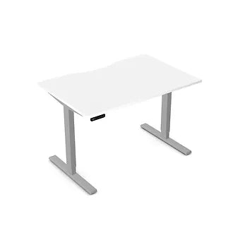 Zoom 1200x800mm Height Adjustable Electric Desk, White Top with Scallop Finish & Silver Metal Legs