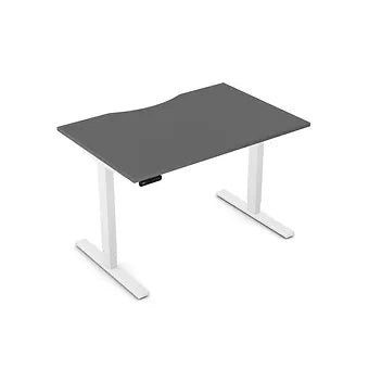 Zoom 1200x800mm Height Adjustable Electric Desk, Graphite Top with Scallop Finish & White Metal Legs