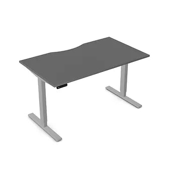 Zoom 1400x800mm Height Adjustable Electric Desk, Graphite Top with Scallop Finish & Silver Metal Legs