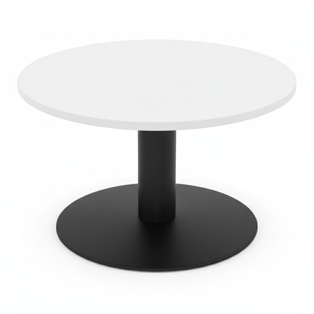 Value 1200mm Circular Coffee Table White Top with Black Base