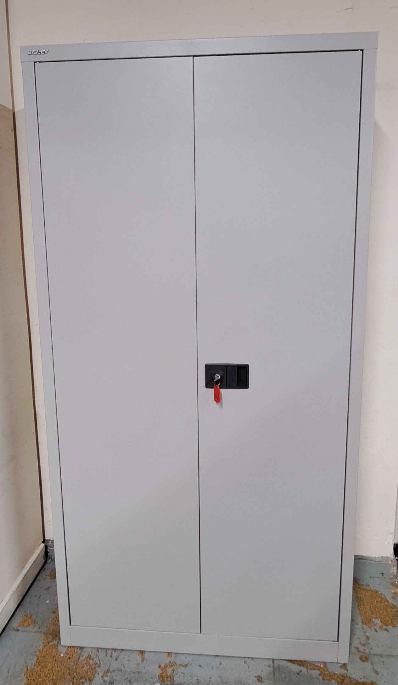 1800mm High Bisley Metal Cupboard with 3 Shelves Grey (used)