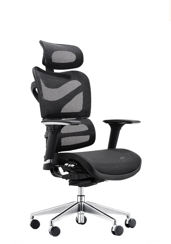 Dorsum Ergonomic Mesh Task Armchair with Height Adjust Arms & Headrest Black