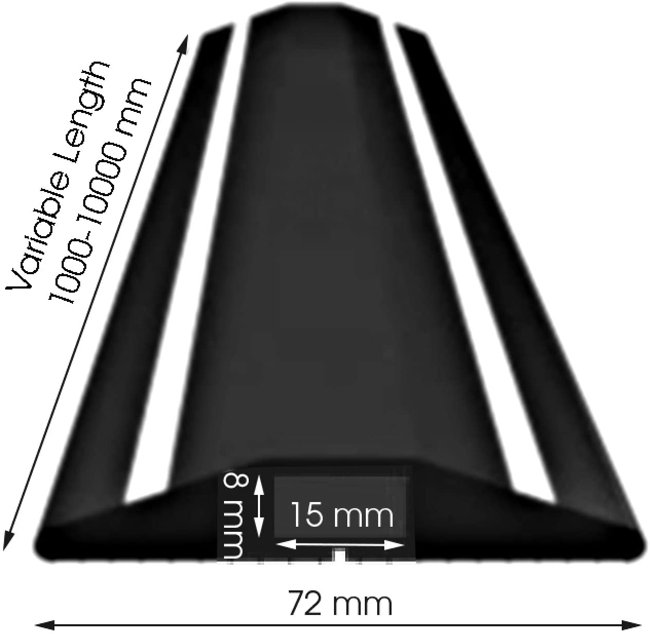 FloorGuard Office Floor Cable Protector W72mm x H12mm Channel: 15×8mm