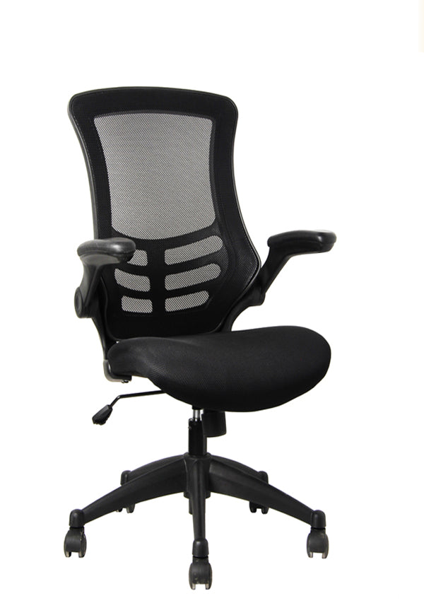 Value Deluxe Mesh Operator Armchair with Foldaway Arms Black