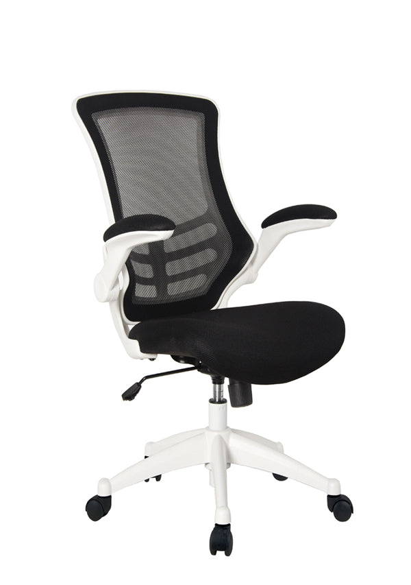Value Deluxe Mesh Operator Armchair with Foldaway Arms White