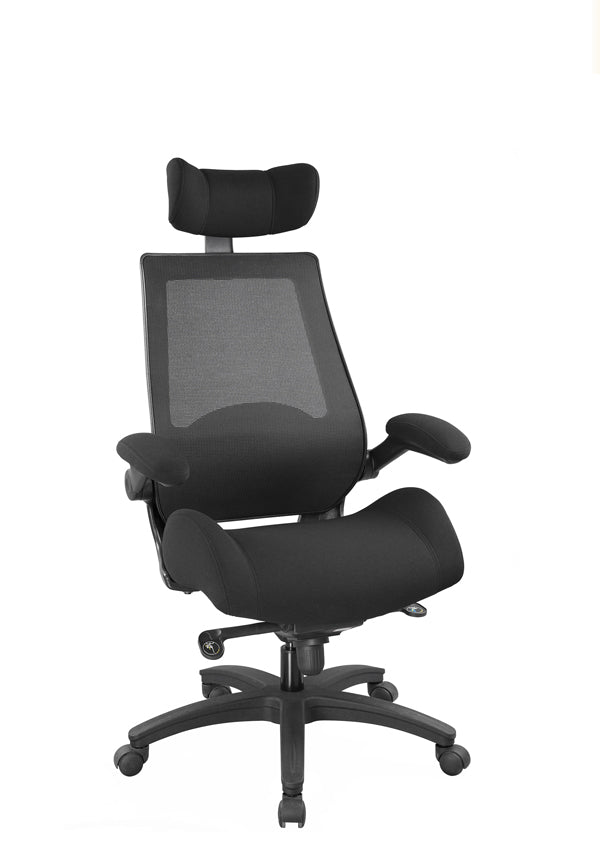 Heavy Duty Mesh Operator Armchair with Foldaway Arms Black