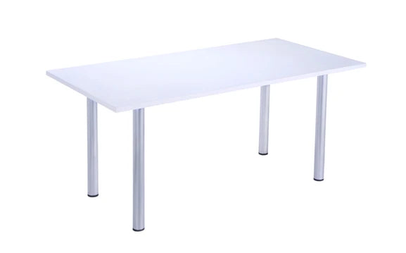 Value 1600x800mm Meeting Table White Top Silver Legs