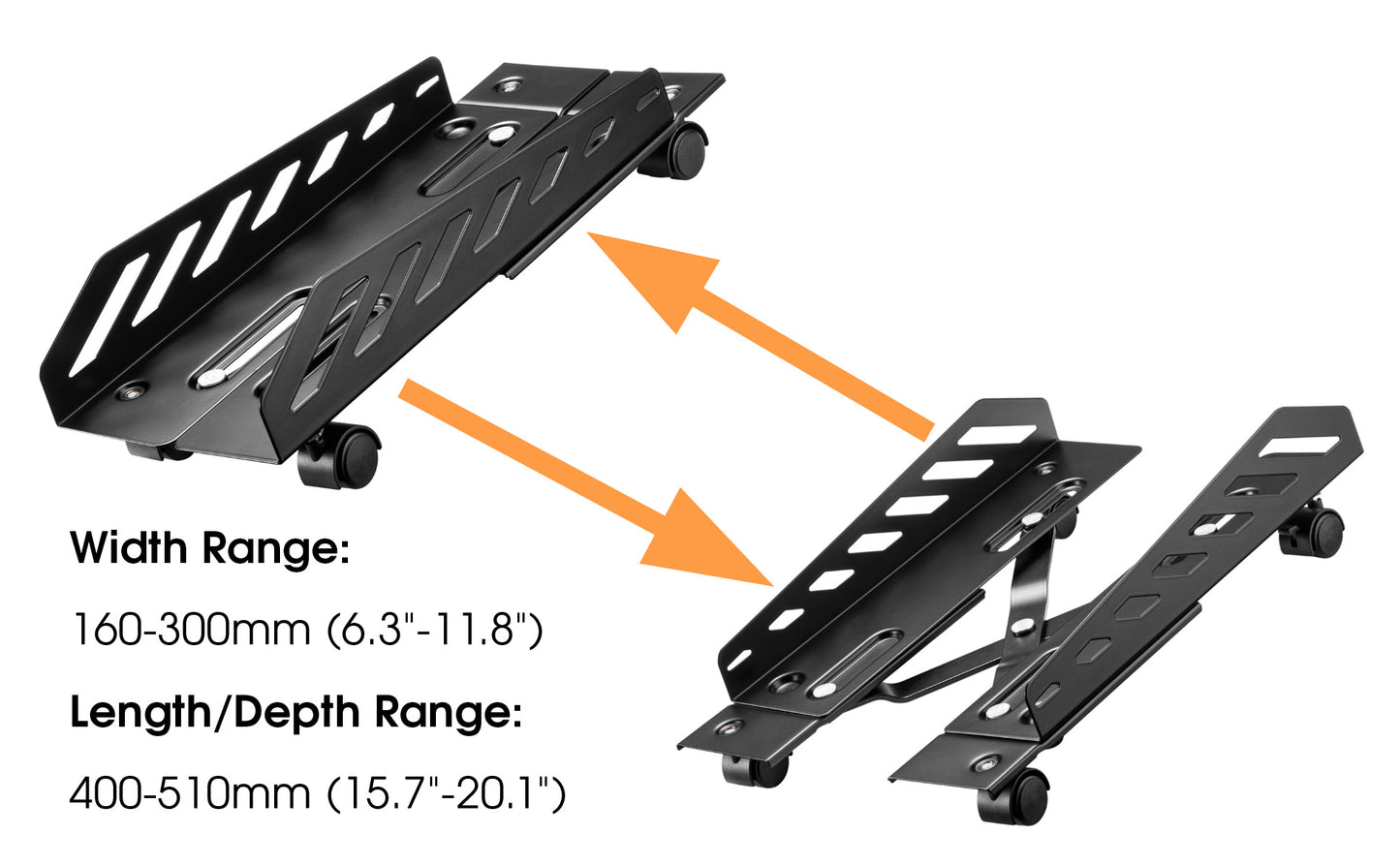 WheelBase 200mm Wide PC Trolley/CPU Holder Black