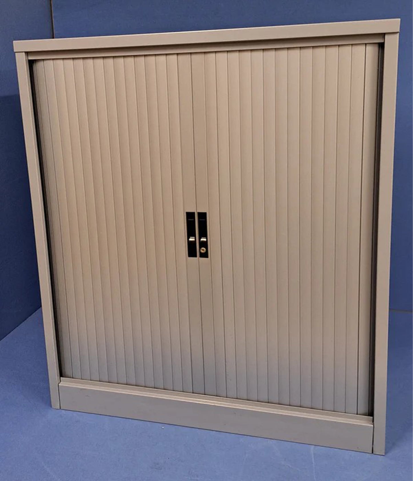 1320mm High Tambour Unit with 3 Shelves Grey (used)