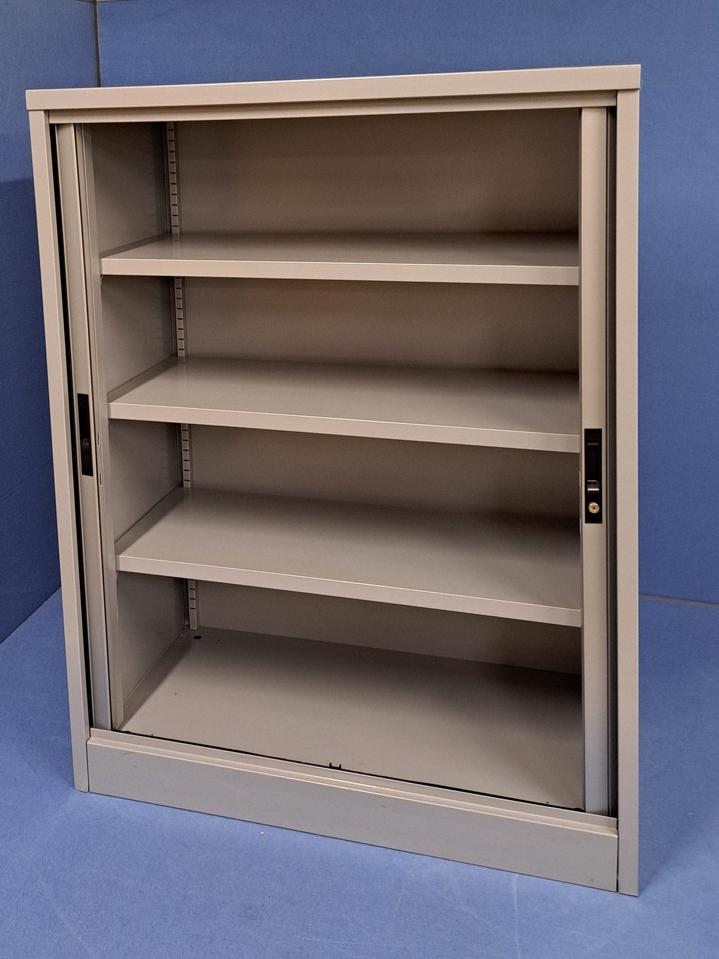 1320mm High Tambour Unit with 3 Shelves Grey (used)