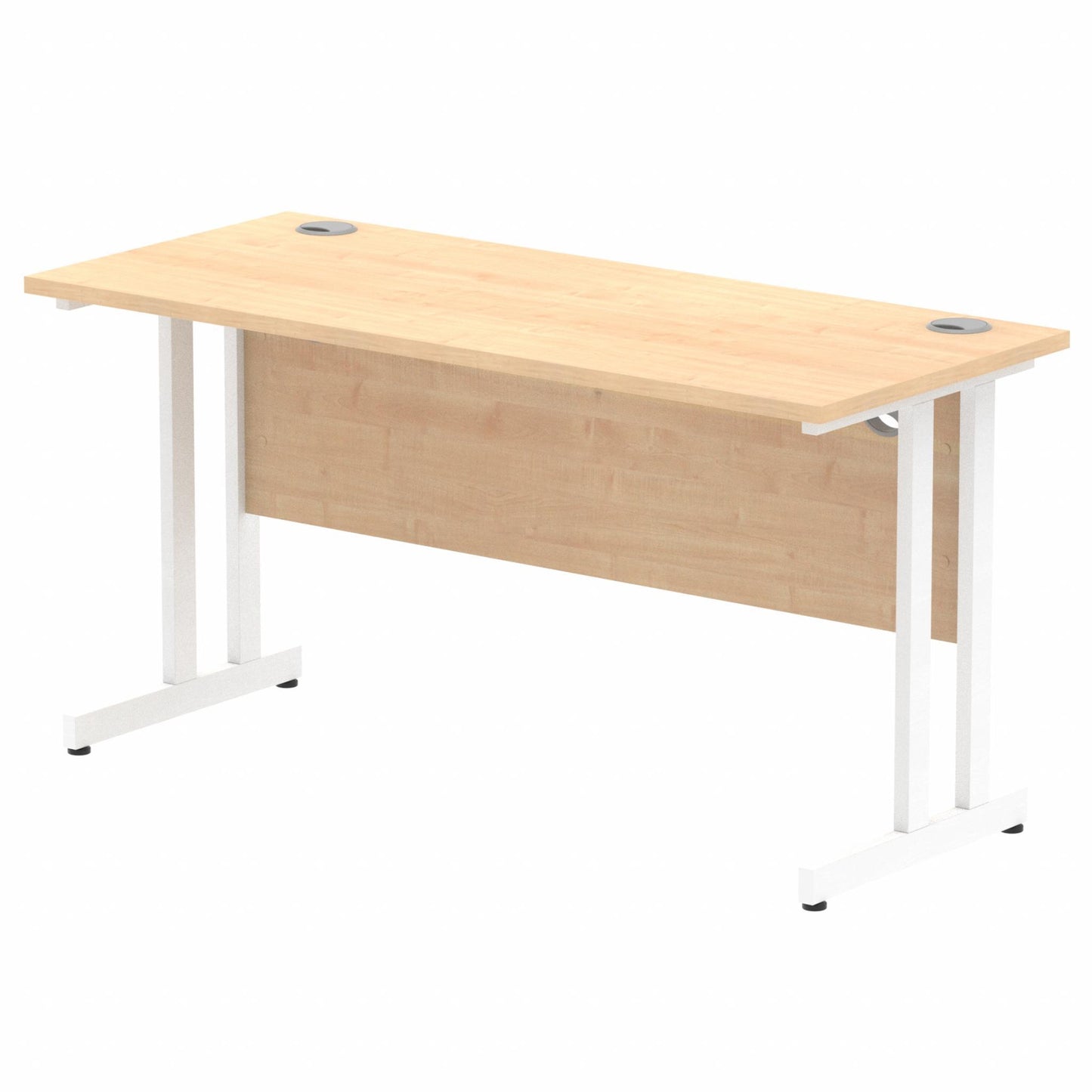 Impulse 1400x600mm Straight Desk, Maple Top with White Cantilever Legs