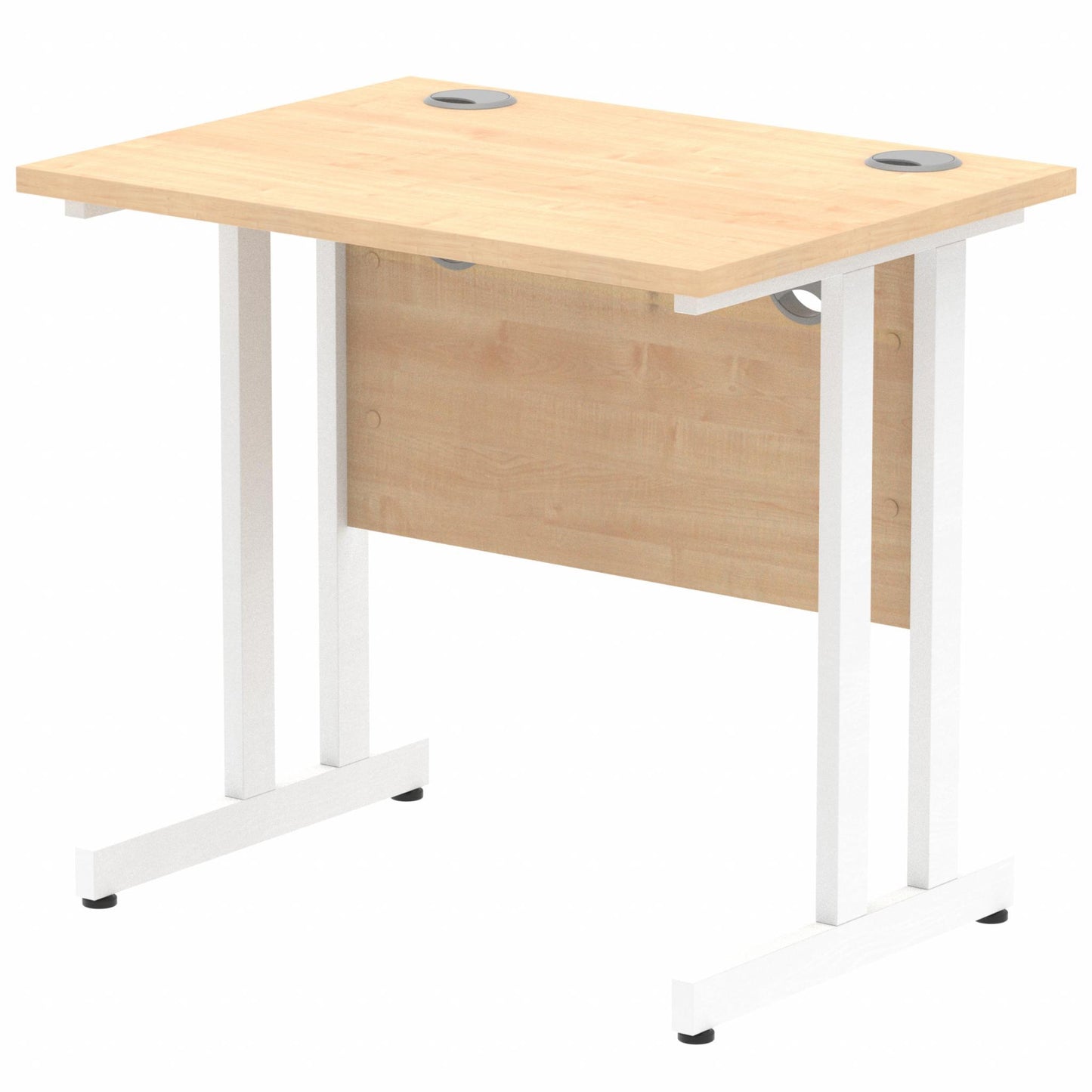 Impulse 800x600mm Straight Desk, Maple Top with White Cantilever Legs
