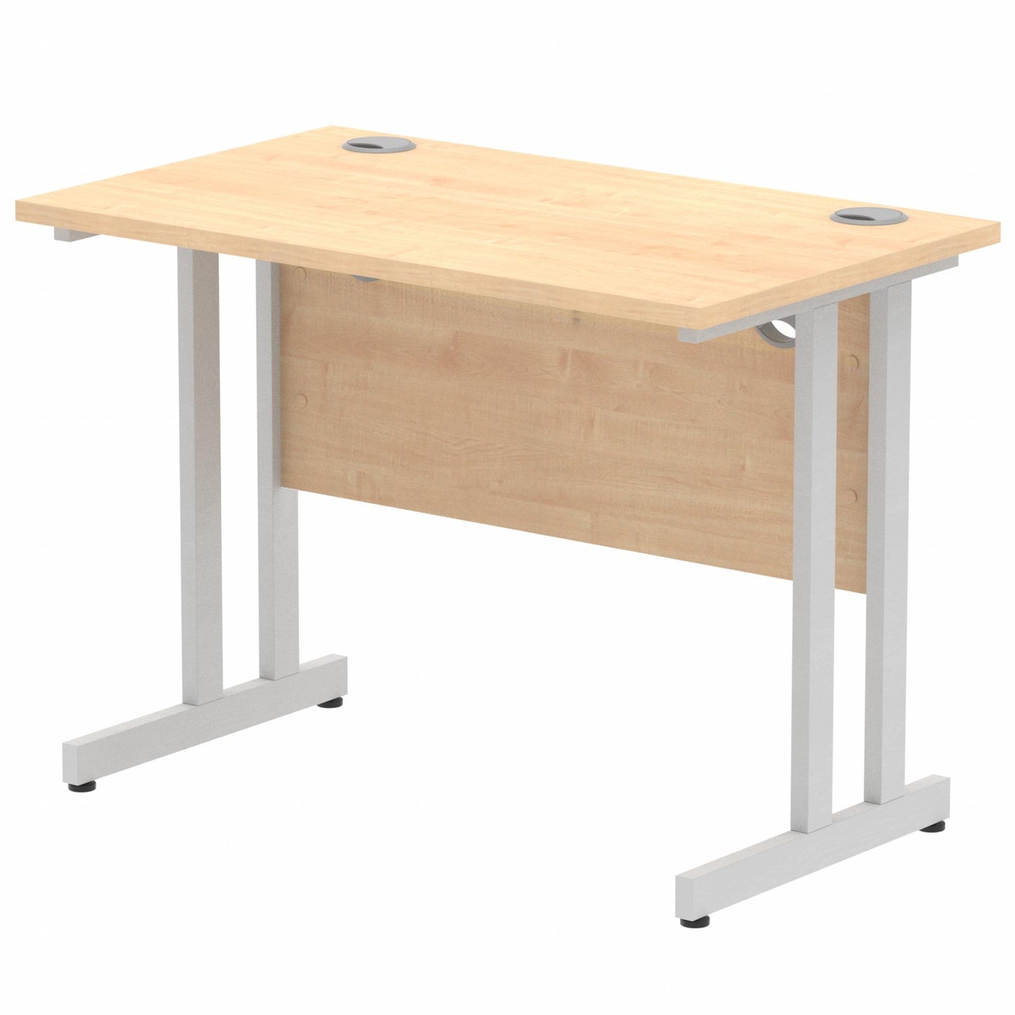 Impulse 1000x600mm Straight Desk, Maple Top with Silver Cantilever Legs