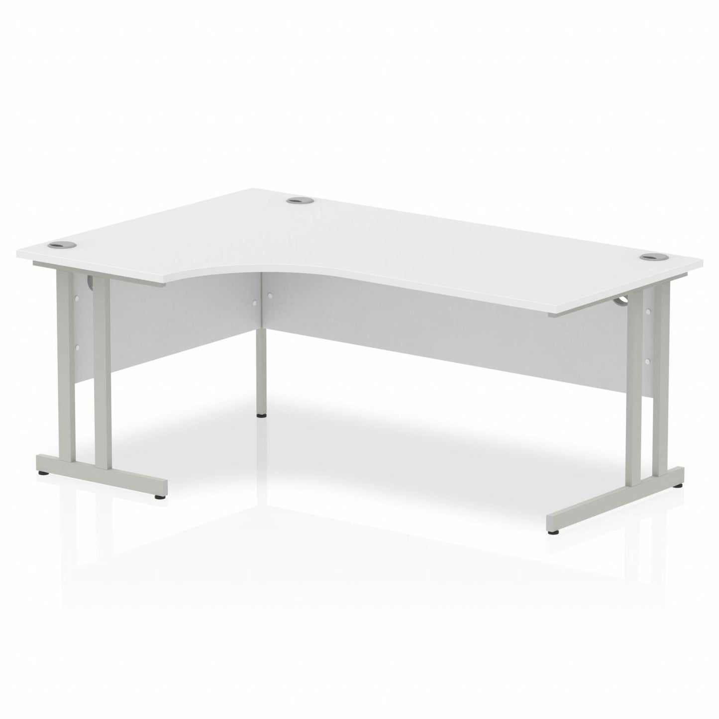 White L-shaped desk with drawers on a white background