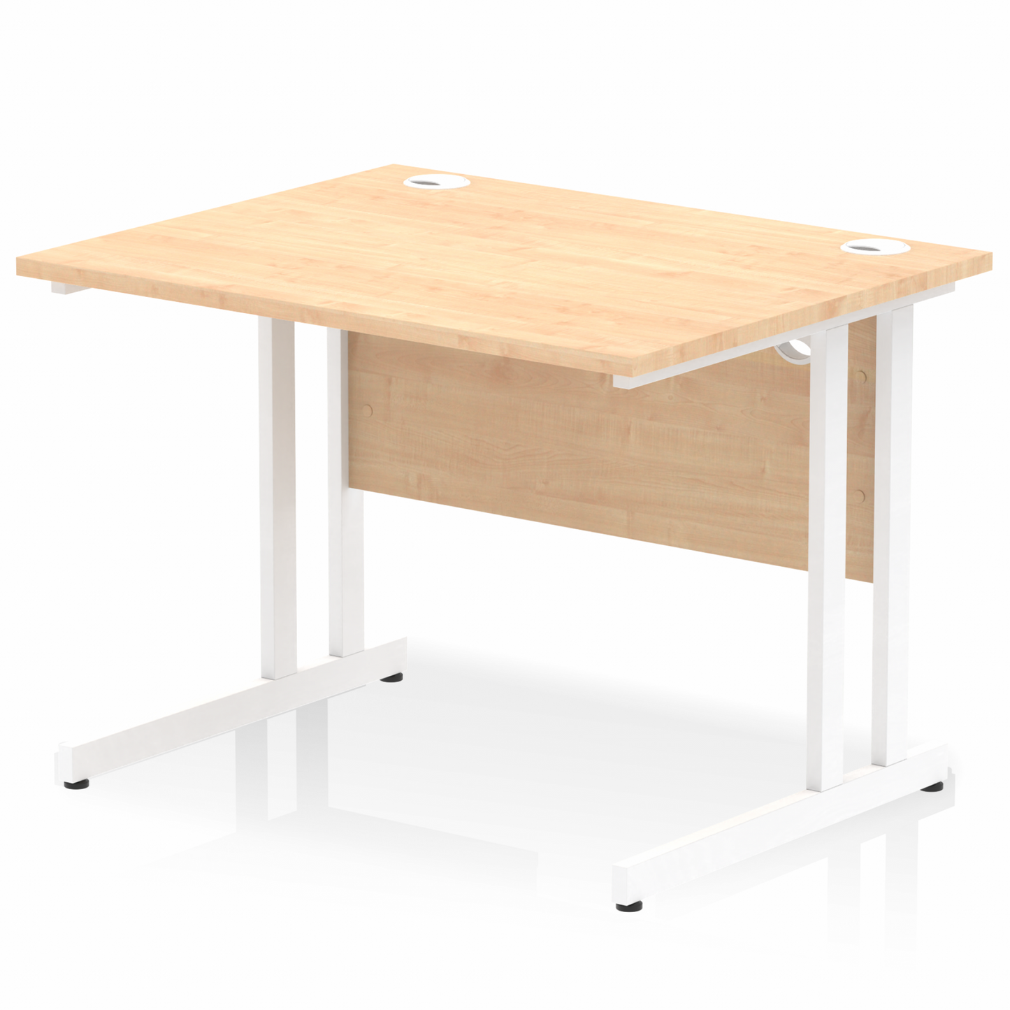 Impulse 1000x800mm Straight Desk, Maple Top with White Cantilever Legs