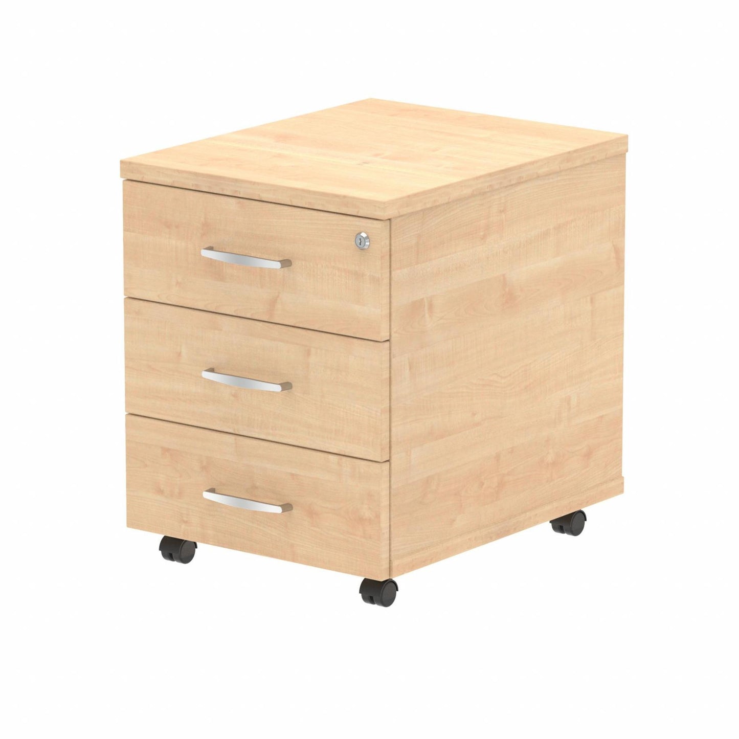 Wooden mobile pedestal on a white background