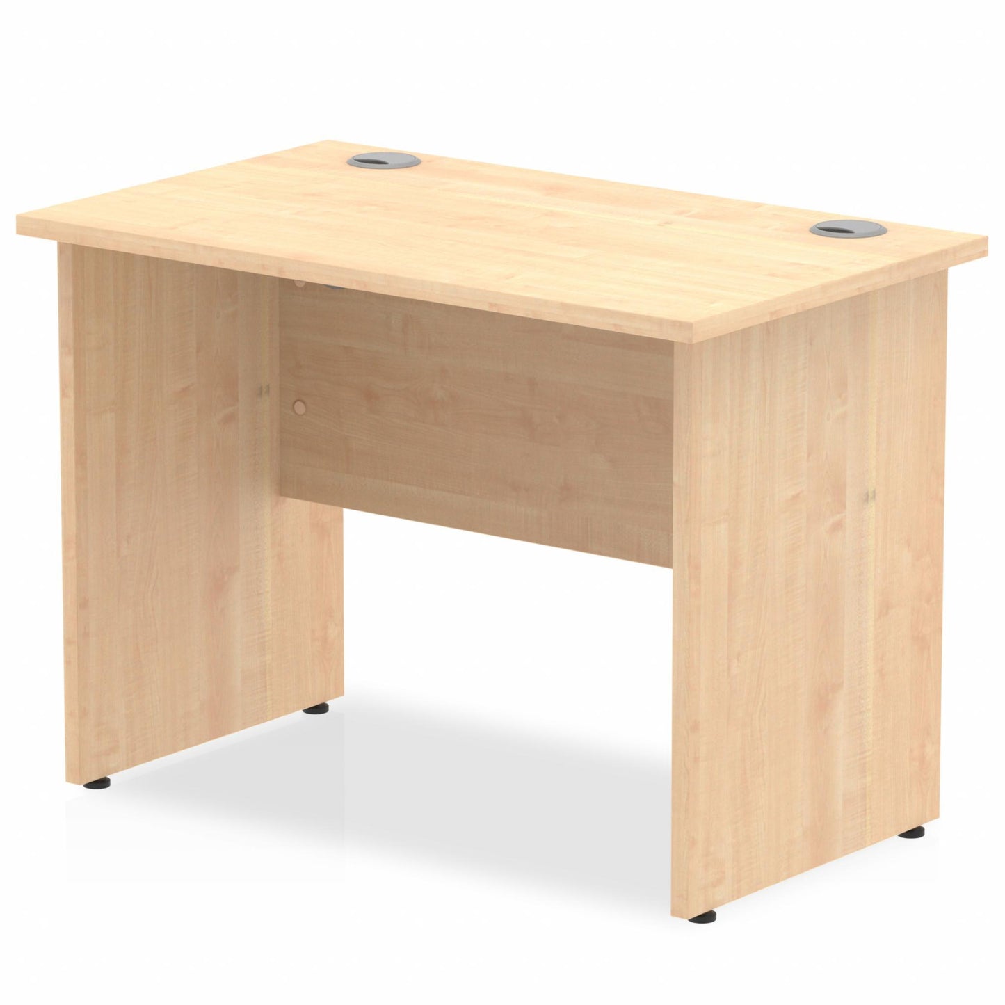 Impulse 1000x600mm Straight Desk, Maple Top with Wooden Panel Legs