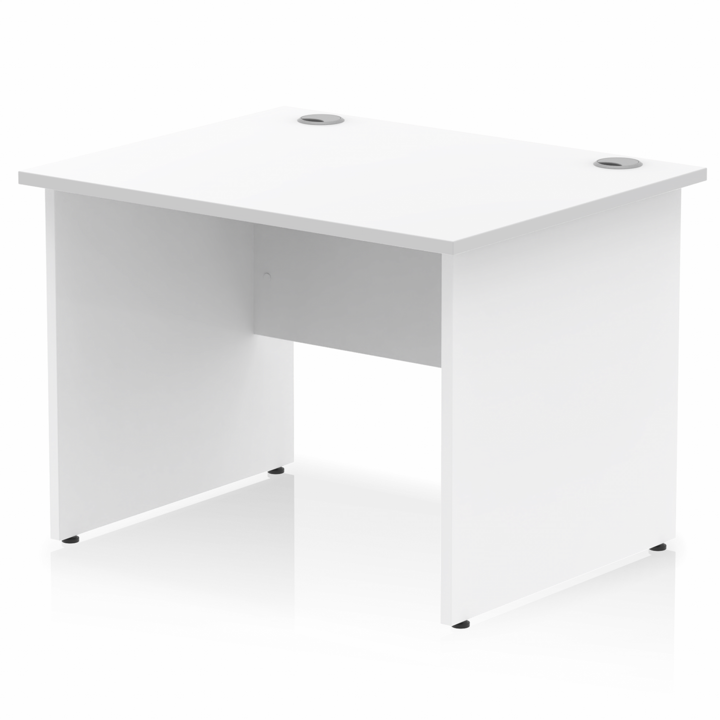 Impulse 1000x800mm Straight Desk, White Top with Wooden Panel Legs