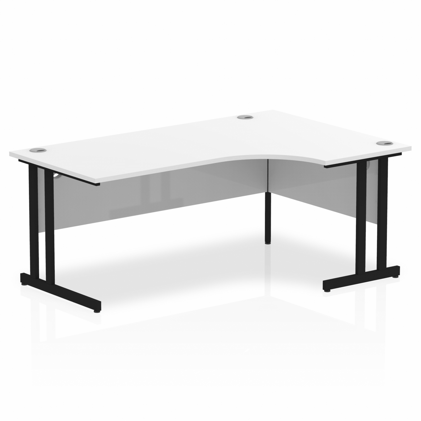 Impulse 1800mm Right Hand Curved Desk, White Top with Black Cantilever Legs