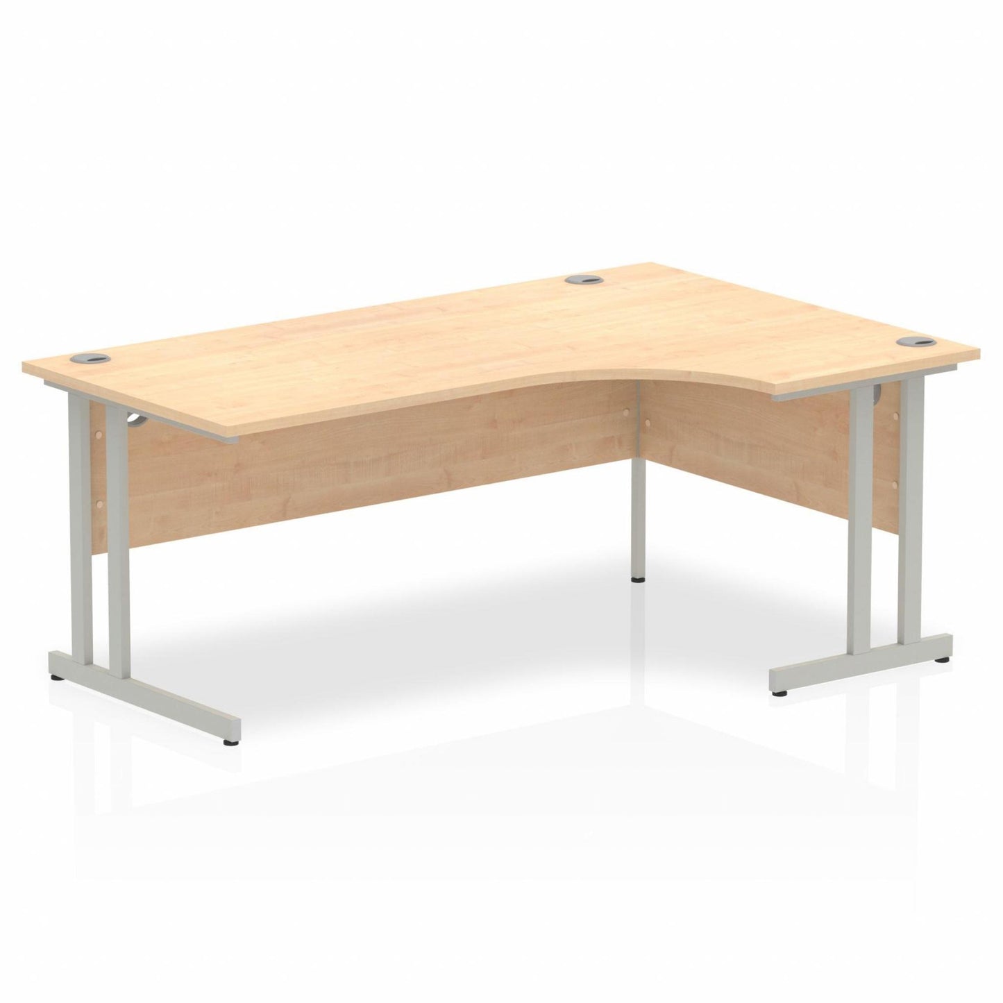 Impulse 1800mm Right Hand Curved Desk, Maple Top with Silver Cantilver Legs