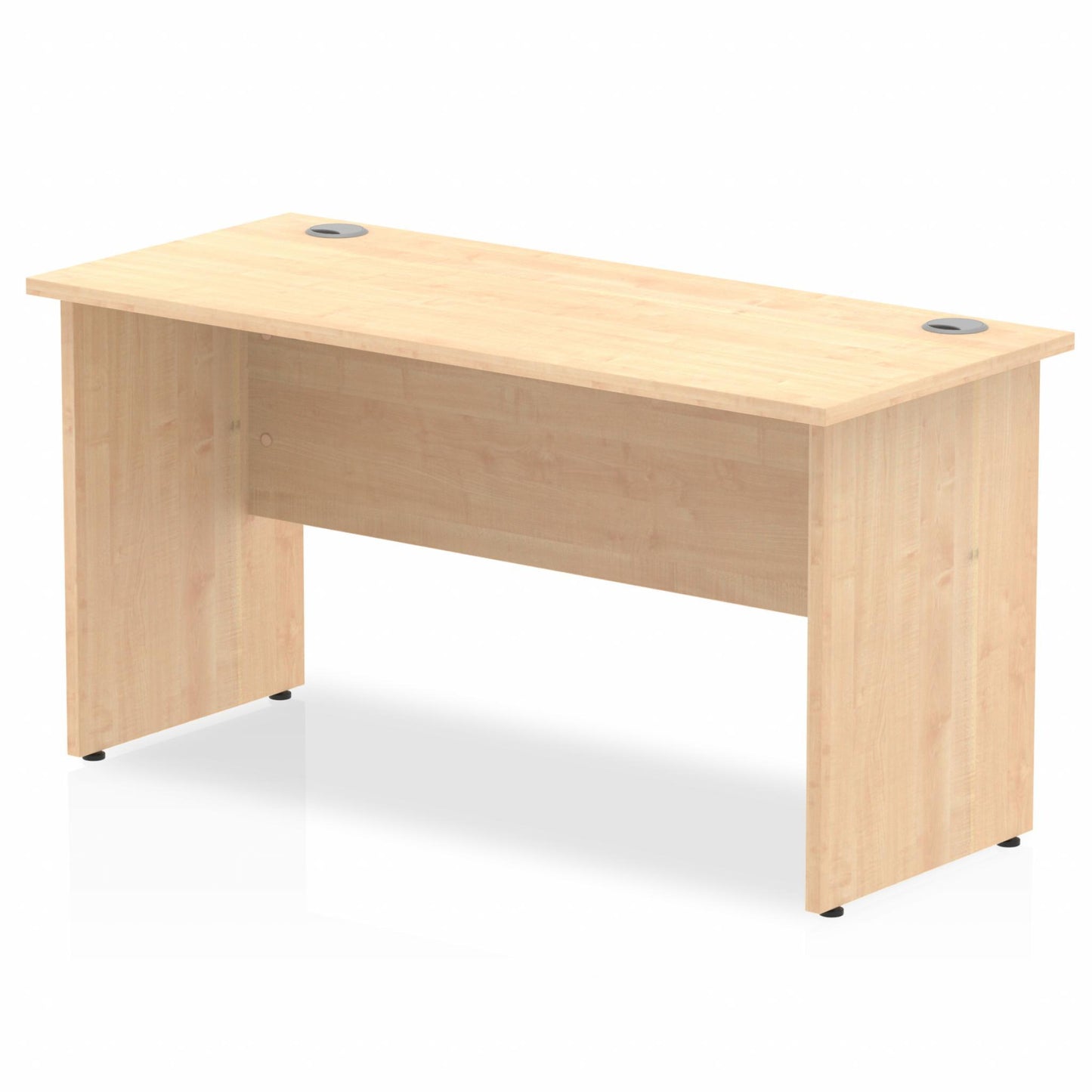 Impulse 1400x600mm Straight Desk, Maple Top with Wooden Panel Legs