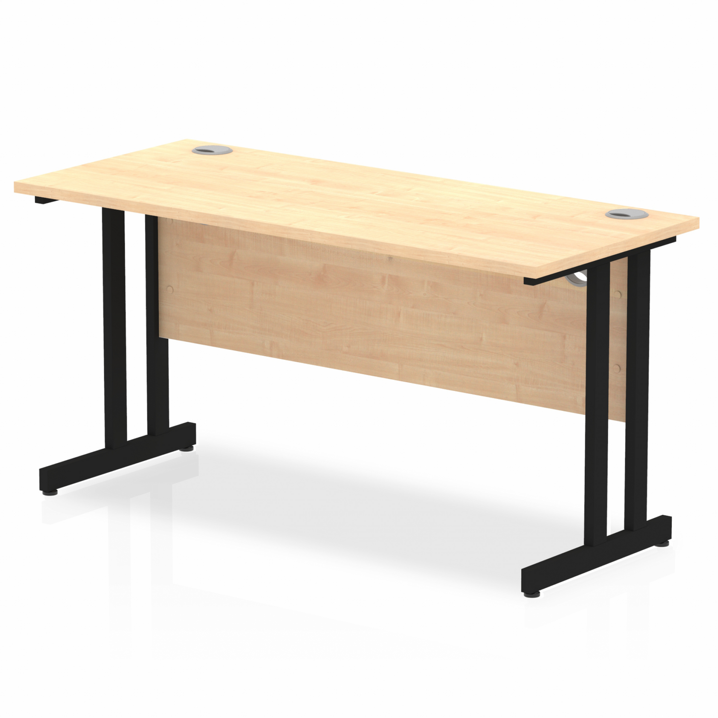 Impulse 1400x600mm Straight Desk, Maple Top with Black Cantilever Legs