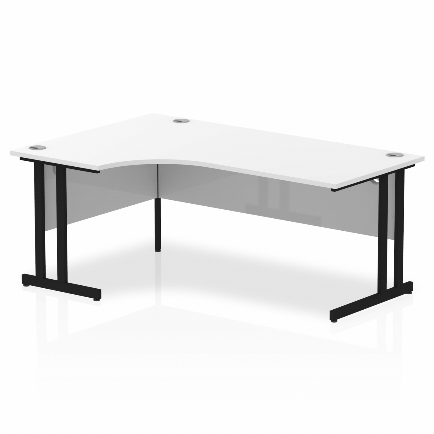 Impulse 1800mm Left Hand Curved Desk, White Top with Black Cantilever Legs