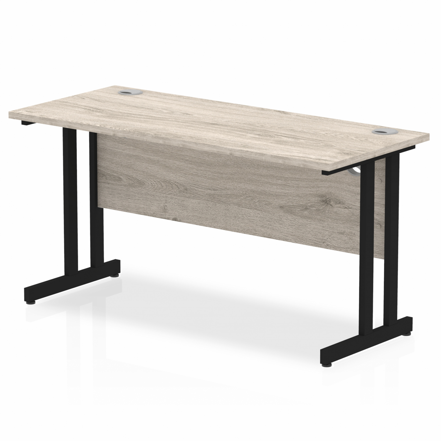Impulse 1400x600mm Straight Desk, Grey Oak Top with Black Cantilever Legs