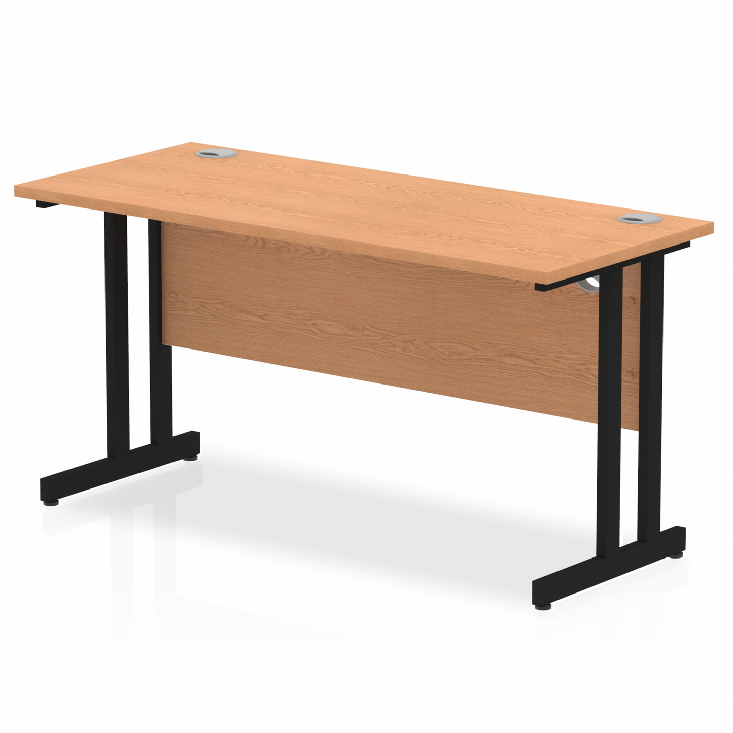 Impulse 1400x600mm Straight Desk, Oak Top with Black Cantilever Legs