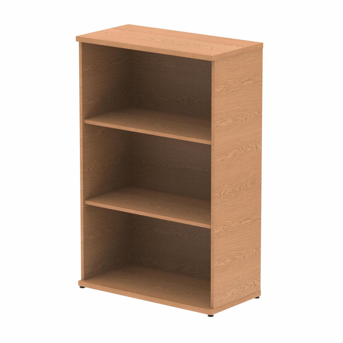 Wooden bookcase with two shelves on a white background