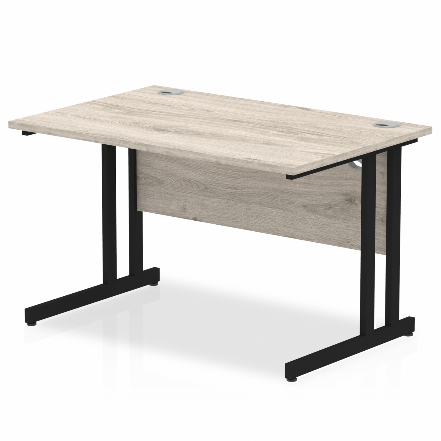 Impulse 1200x800mm Straight Desk, Grey Oak Top with Black Cantilever Legs