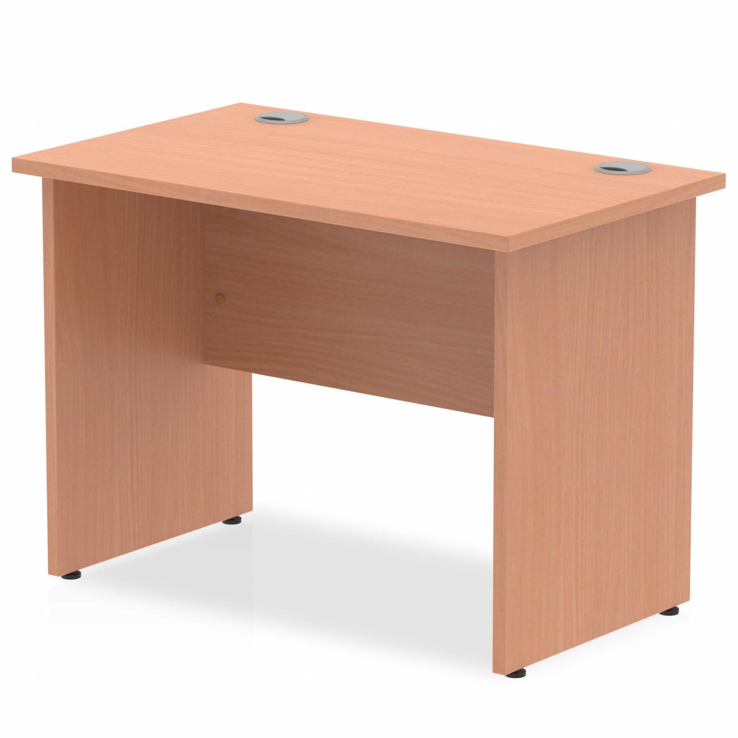 Impulse 1000x600mm Straight Desk, Beech Top with Wooden Panel Legs