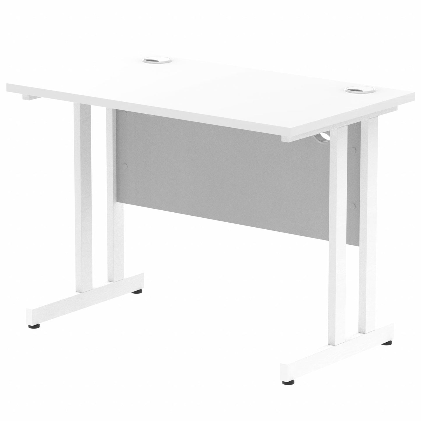 Impulse 1000x600mm Straight Desk, White Top with White Cantilever Legs