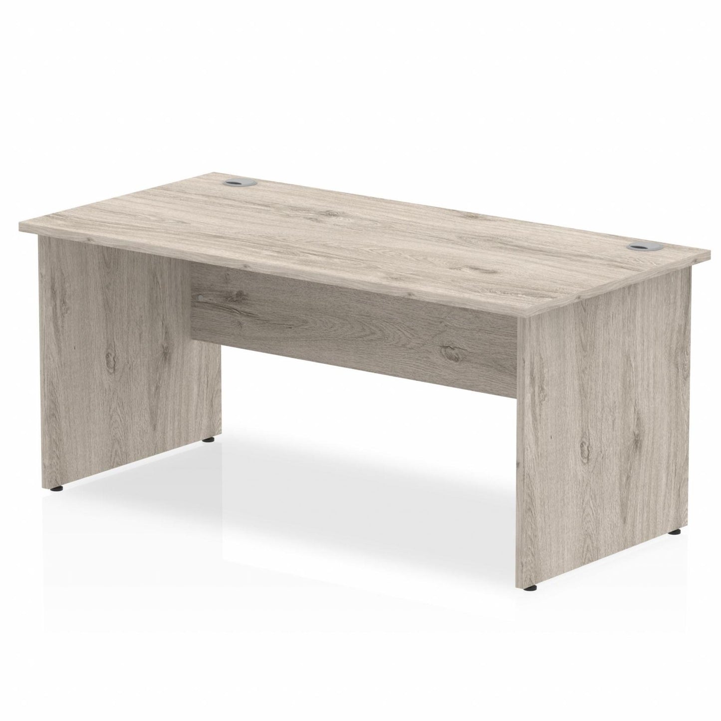 Impulse 1600x800mm Straight Desk, Grey Oak Top with Wooeden Panel Legs