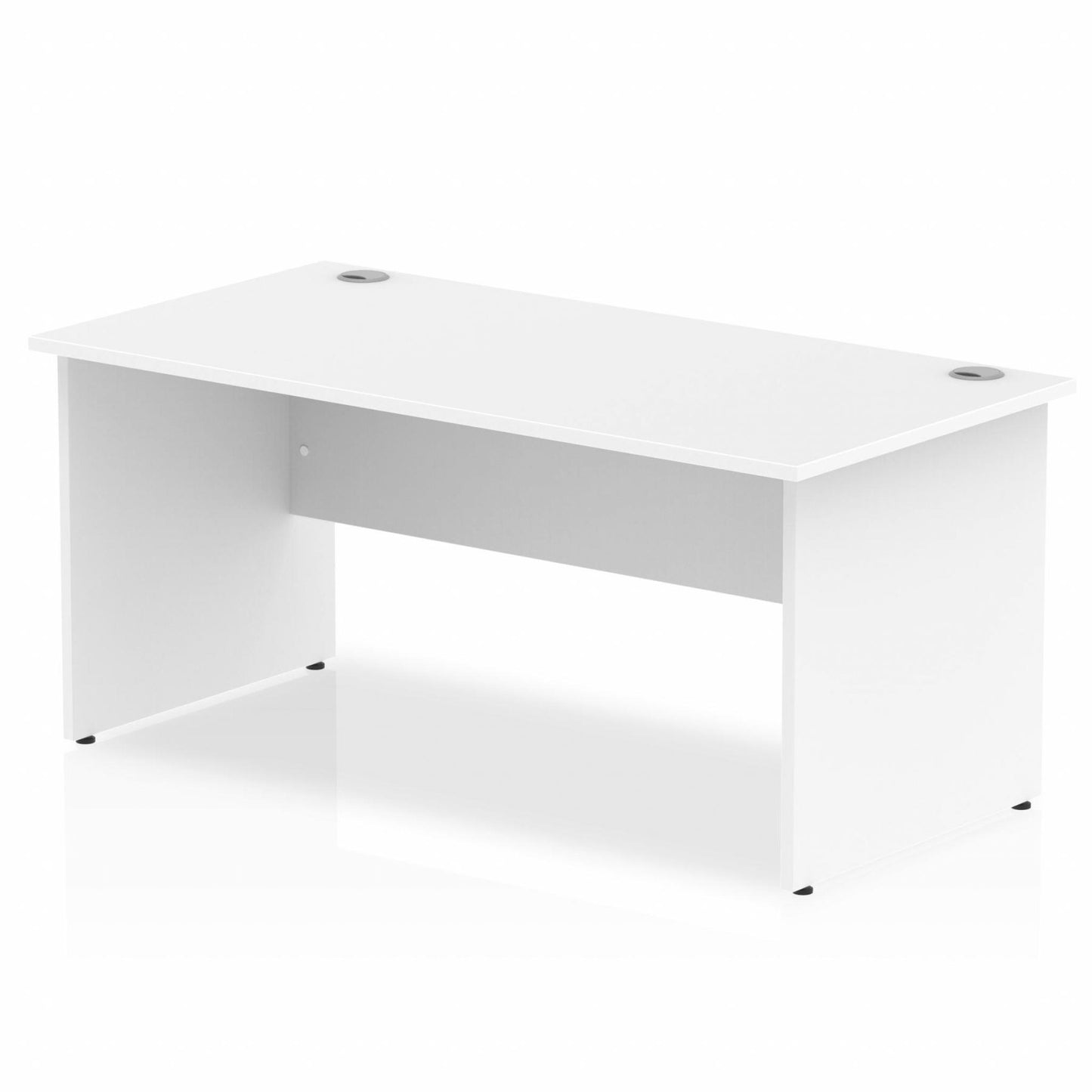 Impulse 1600x800mm Straight Desk, White Top with Wooden Panel Legs
