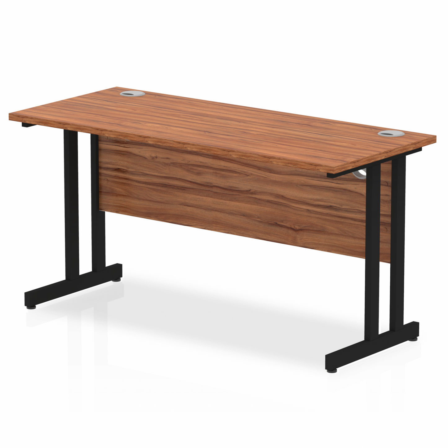 Impulse 1400x600mm Straight Desk, Walnut Top with Black Cantilever Legs