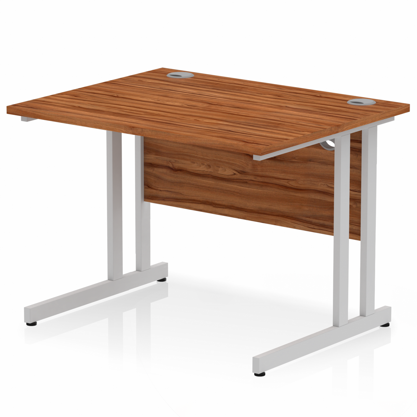 Impulse 1000x800mm Straight Desk, Walnut Top with Silver Cantilever Legs