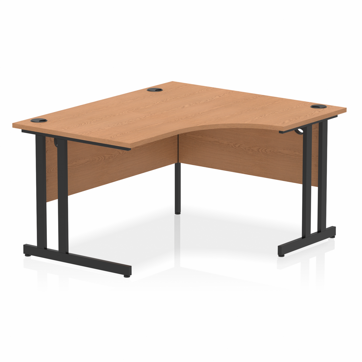 Impulse 1400mm Right Hand Curved Desk, Oak Top with Black Cantilever Legs