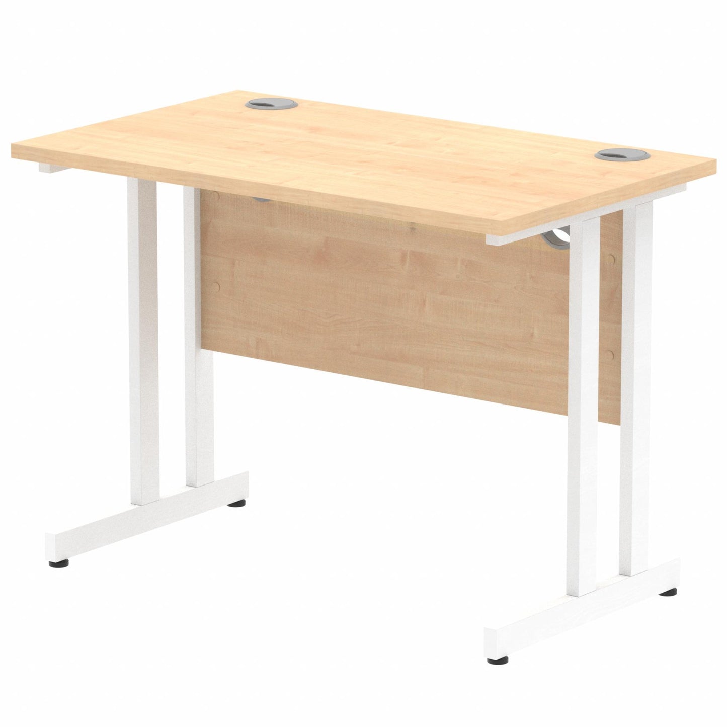 Impulse 1000x600mm Straight Desk, Maple Top with White Cantilever Legs