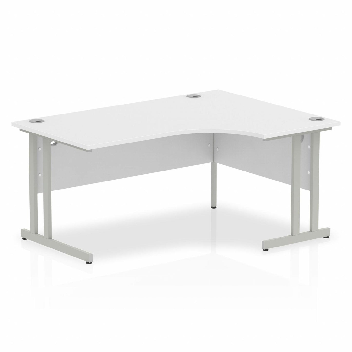 Impulse 1600mm Right Hand Curved Desk, White Top with Silver Cantilever Legs