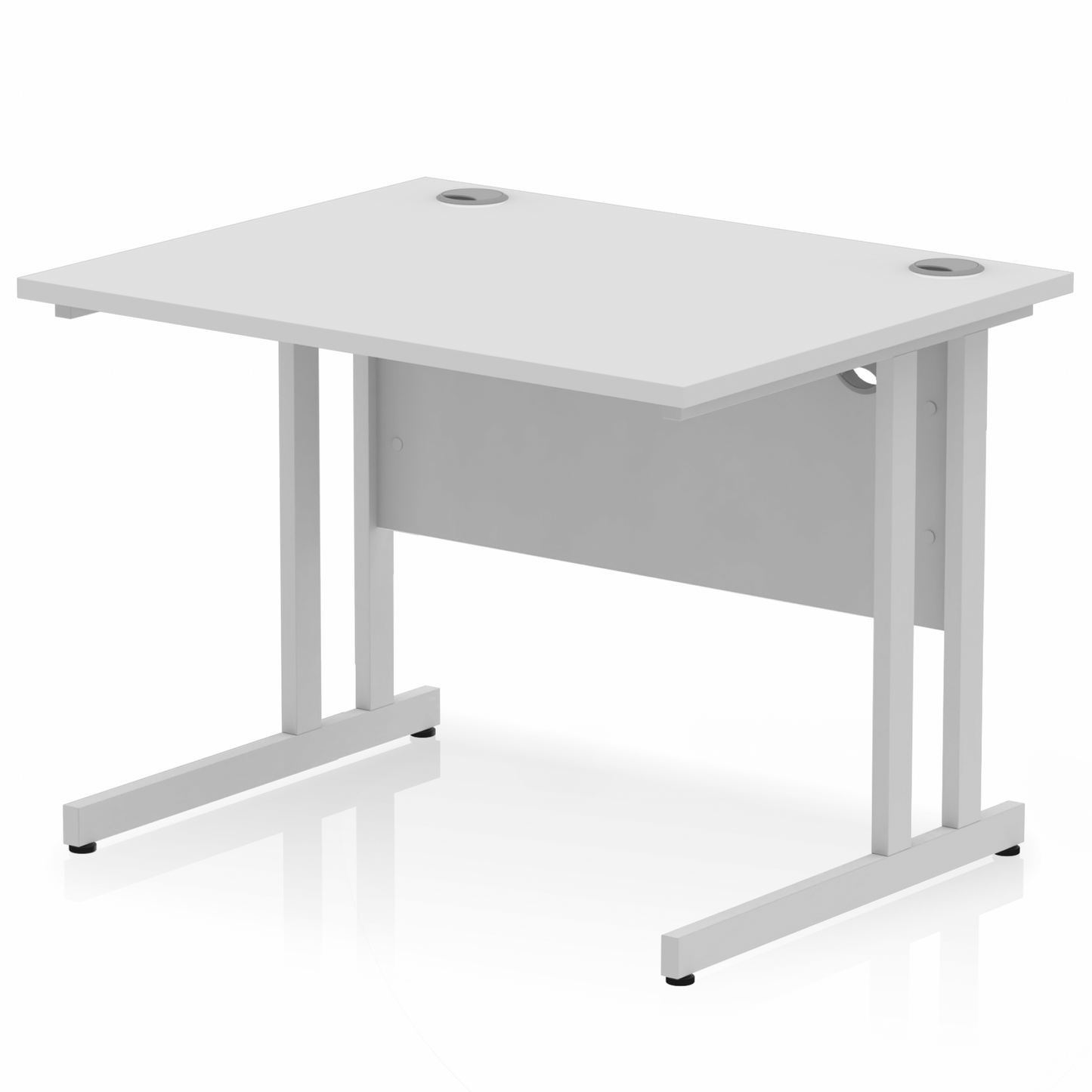 Impulse 1000x800mm Straight Desk, White Top with Silver Cantilever Legs