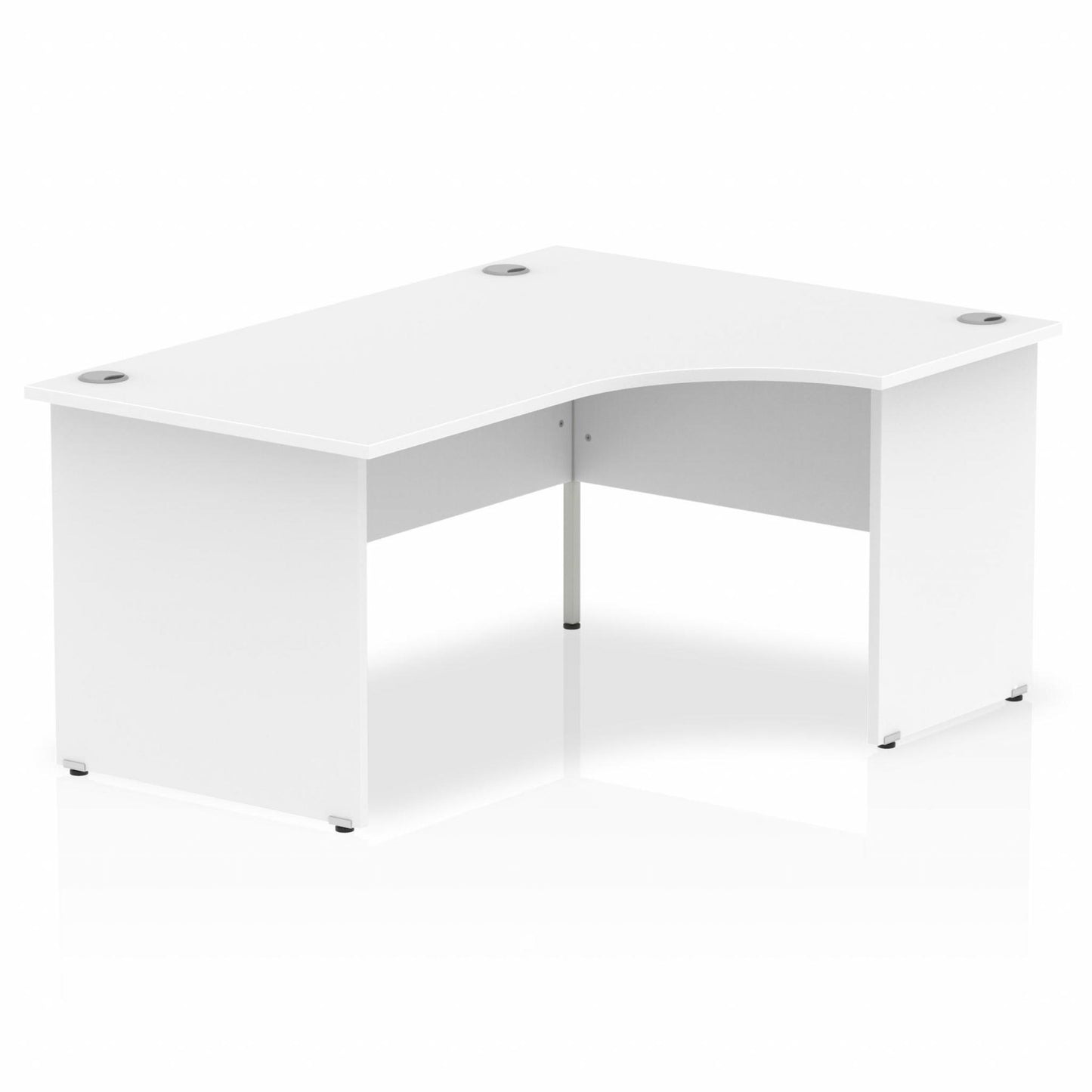 White L-shaped desk with drawers on a white background