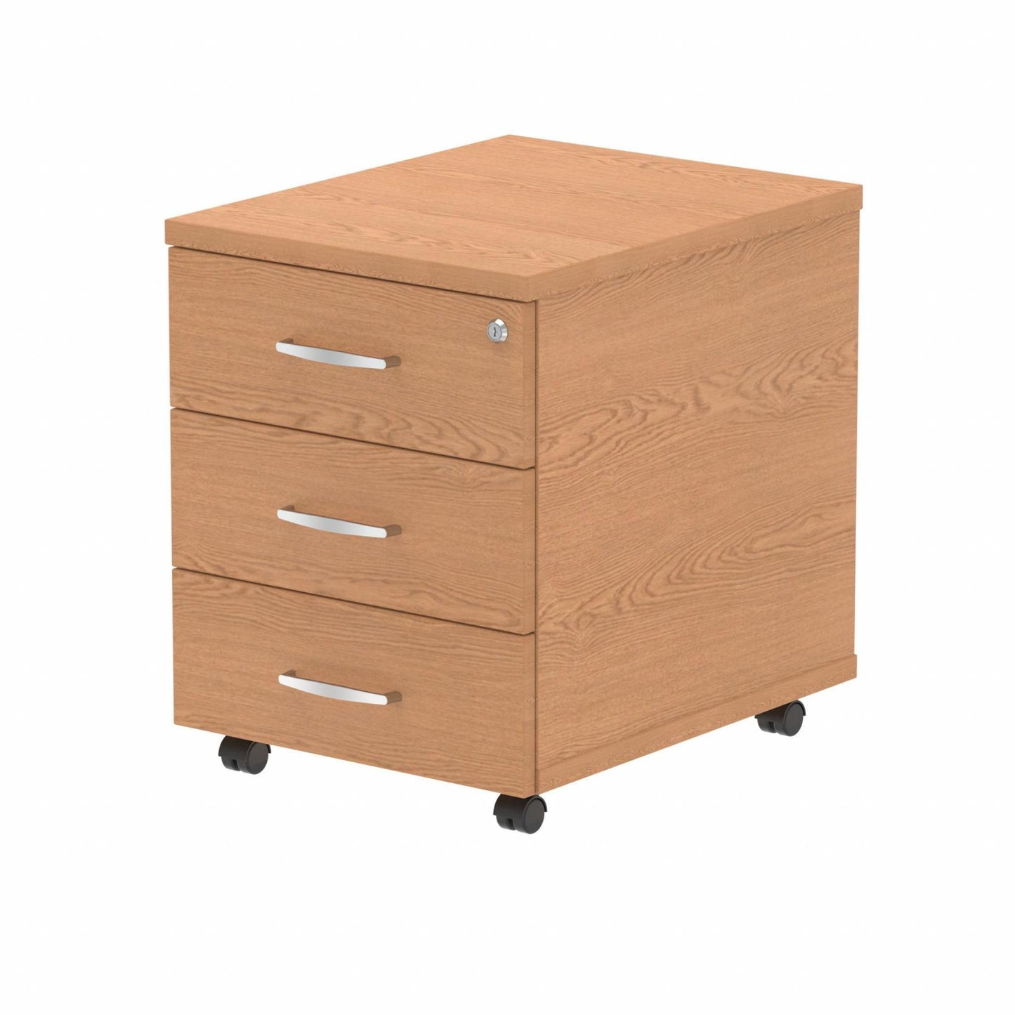 Wooden mobile pedestal on a white background
