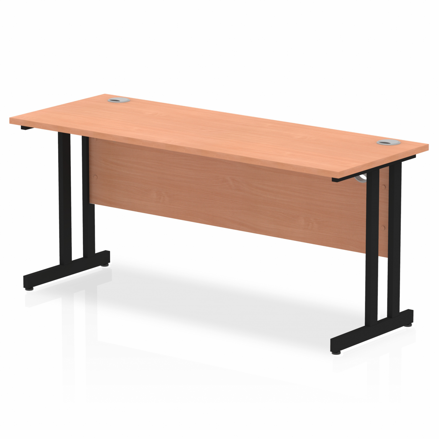 Impulse 1600x600mm Straight Desk, Beech Top with Black Cantilever Legs