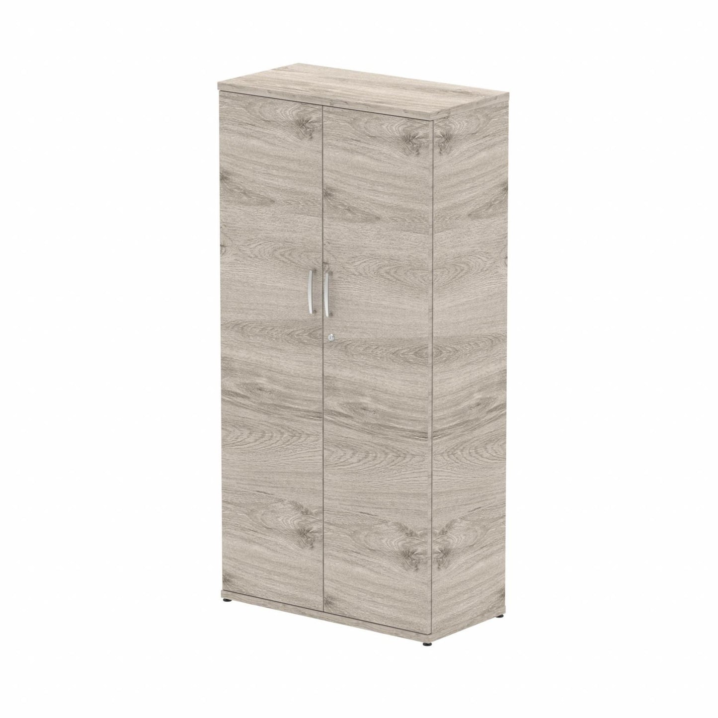 Wooden cupboard with three shelves on a white background